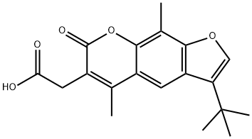 (3-TERT-ブチル-5,9-ジメチル-7-オキソ-7H-フロ[3,2-G]クロメン-6-イル)酢酸 化学構造式