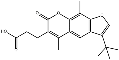 3-(3-tert-Butyl-5,9-dimethyl-7-oxo-7H-furo[3,2-g]-chromen-6-yl)propanoic acid Struktur