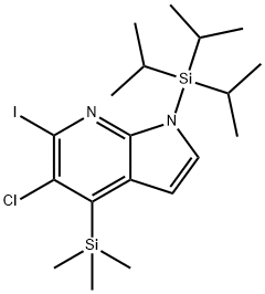5-Chloro-6-iodo-1-(triisopropylsilyl)-4-(trimethylsilyl)-1H-pyrrolo[2,3-b]pyridine Struktur