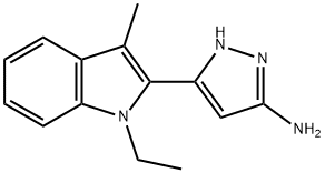 3-(1-乙基-3-甲基-1H-吲哚-2-基)-1H-吡唑-5-胺,1312616-44-6,结构式
