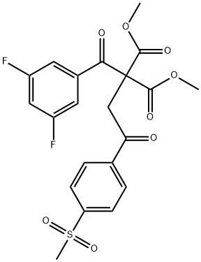 2-(3,5-ジフルオロベンゾイル)-2-{2-[4-(メチル-スルホニル)フェニル]-2-オキソエチル}マロン酸ジメチル 化学構造式