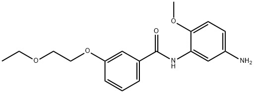 N-(5-氨基-2-甲氧基苯基)-3-(2-乙氧基乙氧基)苯甲酰胺 结构式