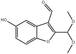 2-(ジメトキシメチル)-5-ヒドロキシ-1-ベンゾフラン-3-カルブアルデヒド 化学構造式