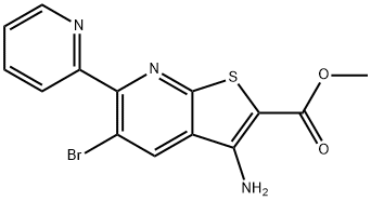 3-アミノ-5-ブロモ-6-(2-ピリジニル)チエノ-[2,3-B]ピリジン-2-カルボン酸メチル 化学構造式