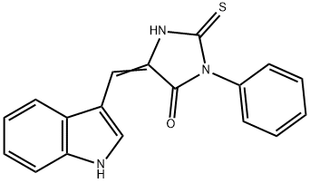 (5E)-5-(1H-インドール-3-イルメチレン)-2-メルカプト-3-フェニル-3,5-ジヒドロ-4H-イミダゾール-4-オン 化学構造式
