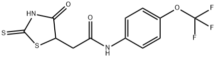 2-(2-mercapto-4-oxo-4,5-dihydro-1,3-thiazol-5-yl)-N-[4-(trifluoromethoxy)phenyl]acetamide 化学構造式