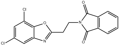 2-[2-(5,7-ジクロロ-1,3-ベンゾキサゾール-2-イル)エチル]-1H-イソインドール-1,3(2H)-ジオン 化学構造式