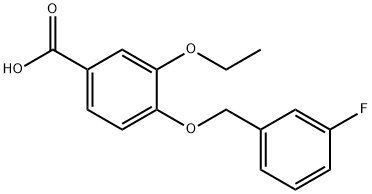 3-乙氧基-4-(3-氟苄基)氧基-苯甲酸, 915918-44-4, 结构式