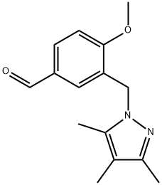 4-甲氧基-3-((3,4,5-三甲基-1H-吡唑-1-基)甲基)苯甲醛, 1170380-50-3, 结构式