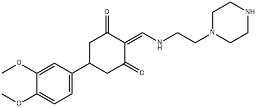 5-(3,4-dimethoxyphenyl)-2-[(2-piperazin-1-ylethylamino)methylidene]cyclohexane-1,3-dione Structure