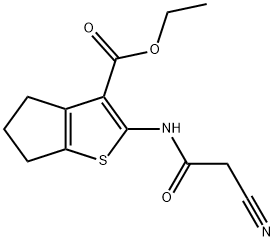 2-(2-氰基乙酰基氨基)-5,6-二氢-4H-环戊烷并[D]噻吩-3-甲酸乙酯, 544434-08-4, 结构式