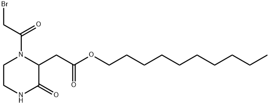 Decyl 2-[1-(2-bromoacetyl)-3-oxo-2-piperazinyl]-acetate Struktur
