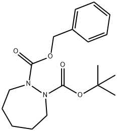 1-Benzyl 2-(tert-butyl) 1,2-diazepane-1,2-dicarboxylate 化学構造式