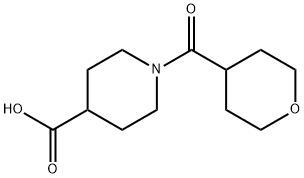 1-(Tetrahydro-2H-pyran-4-ylcarbonyl)-4-piperidinecarboxylic acid Structure