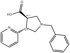 trans-1-Benzyl-4-(pyridin-2-yl)pyrrolidine-3-carboxylic acid 结构式