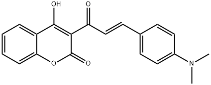 3-{(2E)-3-[4-(二甲基氨基)苯基]丙-2-烯酰}-4-羟基-2H-苯并吡喃-2-酮, 1022282-98-9, 结构式
