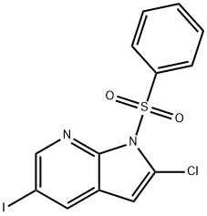 2-Chloro-5-iodo-1-(phenylsulfonyl)-1H-pyrrolo[2,3-b]pyridine Struktur
