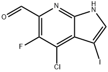 4-Chloro-5-fluoro-3-iodo-1H-pyrrolo-[2,3-b]pyridine-6-carbaldehyde Struktur