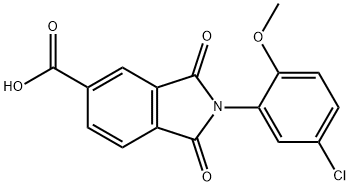 2-(5-クロロ-2-メトキシフェニル)-1,3-ジオキソイソインドリン-5-カルボン酸 化学構造式