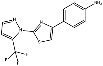 4-{2-[5-(Trifluoromethyl)-1H-pyrazol-1-yl]-1,3-thiazol-4-yl}aniline Struktur