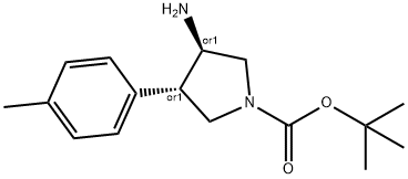 trans-3-Amino-4-(4-methylphenyl)pyrrolidine, N-BOC protected Structure