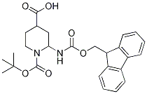 1-(tert-Butoxycarbonyl)-2-{[(9H-fluoren-9-yl)methoxycarbonyl]amino}piperidine-4-carboxylic acid Struktur