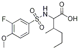 2-[(3-Fluoro-4-methoxyphenyl)sulphonylamino]-3-methylhexanoic acid Struktur