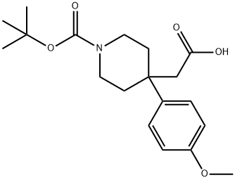 2-[1-(TERT-ブチルトキシカルボニル)-4-(4-メトキシフェニル)ピペリジン-4-イル]酢酸 化学構造式