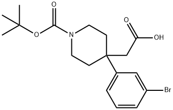 2-[4-(3-Bromophenyl)-1-(tert-butoxycarbonyl)piperidin-4-yl]acetic acid Structure