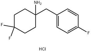 4,4-Difluoro-1-[(4-fluorophenyl)methyl]cyclohexan-1-amine hydrochloride Struktur