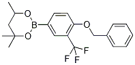 2-(4-(Benzyloxy)-3-(trifluoromethyl)phenyl)-4,4,6-trimethyl-1,3,2-dioxaborinane Struktur