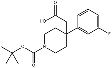 2-[1-(tert-Butoxycarbonyl)-4-(3-fluorophenyl)piperidin-4-yl]acetic acid Struktur