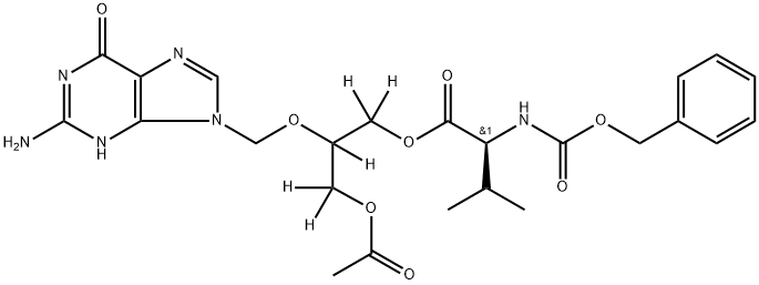 O-ACETYL N-BENZYLOXYCARBONYL VALGANCICLOVIR-D5 结构式
