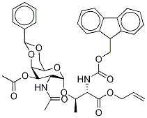 N-Fmoc-O-[2-acetamido-3-O-acetyl-4,6-O-benzylidene-2-deoxy-α-D-galactopyranosyl]-L-threonine Allyl Ester Structure