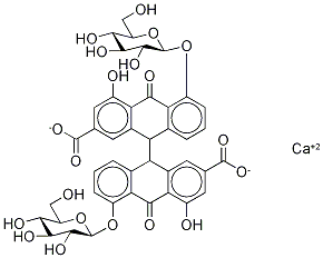 (9R,9'RS)-5,5'-Bis(β-D-glucopyranosyloxy)-9,9',10,10'-tetrahydro-4,4'-dihydroxy-10,10'-dioxo-[9,9'-bianthracene]-2,2'-dicarboxylic Acid CalciuM Salt Structure