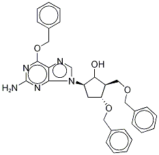 (2R,3R,5R)-5-[2-Amino-6-(phenylmethoxy)-9H-purin-9-yl]-3-(phenylmethoxy)-2-[(phenylmethoxy)methyl]-cyclopentanol 化学構造式