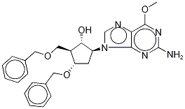 (1S,2S,3S,5S)-5-(2-Amino-6-methoxy-9H-purin-9-yl)-3-(phenylmethoxy)-2-[(phenylmethoxy)methyl]-cyclopentanol-13C2,15N Structure