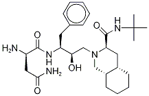 2-Amino-N-[1-benzyl-3-(3-tert-butylcarbamoyl-octahydro-isoquinolin-2-yl)-2-hydropropyl]-succinamide Structure