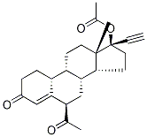 (6β,17α)-17-(Acetyloxy)-6-acetyl-19-norpregn-4-en-20-yn-3-one, , 结构式