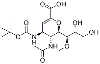 (4S,5R,6R)-5-Acetamido-4-tert-butyloxycarbonylamino-6-((1R,2R)-2,3-dihydroxy-1-methoxypropyl)-5,6-dihydro-4H-pyran-2-carboxylic Acid Structure