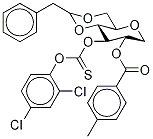1,5-ANHYDRO-4,6-O-BENZYLIDENE-3-O-[2,4-DICHLOROPHENYL]THIOCARBONYLOXY-2-O-P-TOLUOYL-D-GLUCITOL Struktur