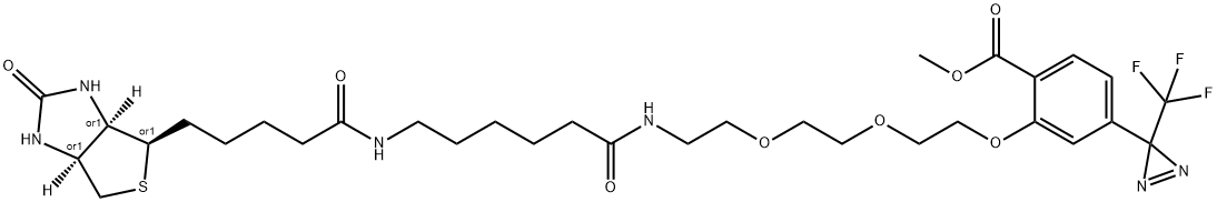 2-[2-[2-[2-[6-(Biotinylaminohexanoyl]aminoethoxy]ethoxy]ethoxy]-4-[3-(trifluoromethyl)-3H-diazirin-3-yl]benzoic Acid, Methyl Ester Structure