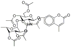4-Methylumbelliferyl 2-Acetamido-2-deoxy-3-O-(α-L-fucopyranosyl)-β-D-glucopyranoside Pentaacetate Structure