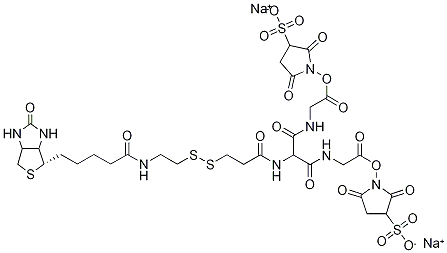 5-[2-BiotinylaMidoethyl]-dithiopropionaMido]-3,7-diaza-4,6-diketononanoic Acid Bis-N-sulfosucciniMidyl Ester DisodiuM Salt Struktur