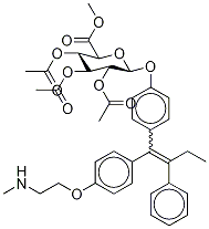 N-DesMethyl-4-hydroxy TaMoxifen-d5 Tri-O-acetyl-β-D-glucuronic Acid Methyl Ester (E/Z Mixture) Structure