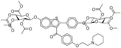 Raloxifene-d4 6,4'-Bis(2,3,4,6-tetra-O-acetyl-β-D-glucuronide Methyl Ester) Structure