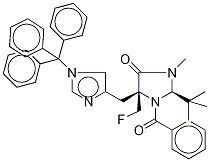 (5S)-5-(3-Triphenylmethyl-1H-imidazol-5-ylmethyl)-1-benzoyl-2-tert-butyl-5-fluoromethyl-3-methyl-4-imidazolidinone Structure