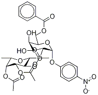 p-Nitrophenyl 6-O-Benzoyl-2-O-(2,3,4-tri-O-acetyl-α-L-fucopyranosyl)-α-D-galactopyranoside Structure