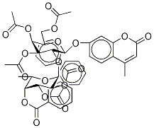 4-Methylumbelliferyl 3,4,6-tri-O-acetyl-2-O-(2,3,4-tri-O-benzoyl-α-L-fucopyranosyl)-β-D-galactopyranoside Structure