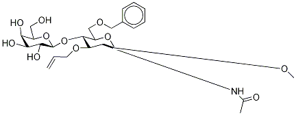 Methyl 2-(AcetylaMino)-2-deoxy-4-O-β-D-galactopyranosyl-6-O-(phenylMethyl)-3-O-2-propen-1-yl-β-D-glucopyranoside 化学構造式
